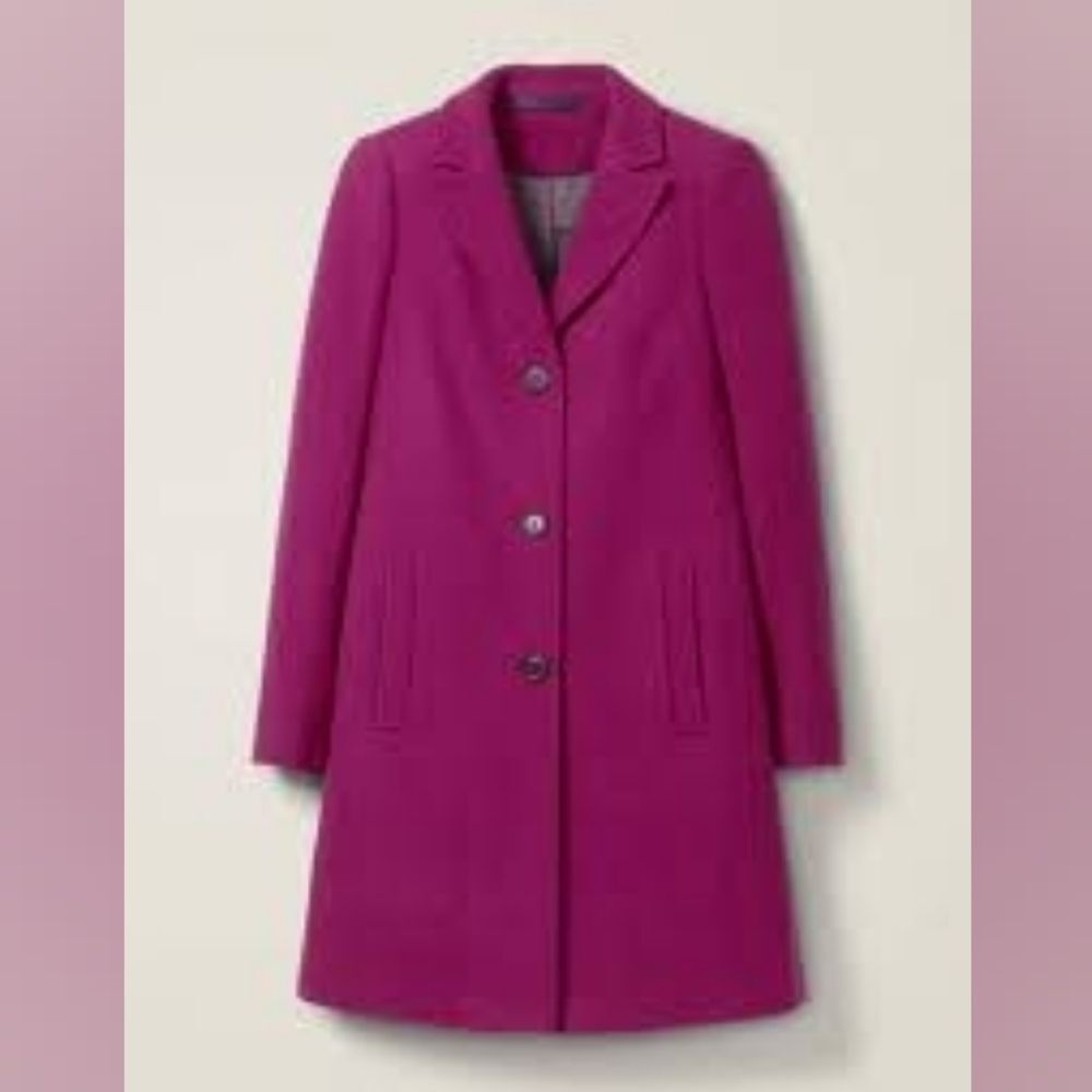 Boden Stanhope Coat Bright Pansy Magenta Pink Wool Blend Historical Women 6 Rare - Picture 2 of 6